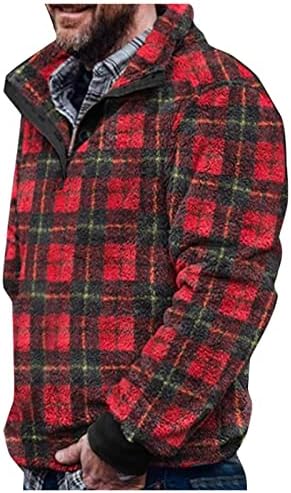 Padasso Mens Zip Up Hoodies,Mens Hooded Sweatshirt The Hoodie Mens Pullover Quarter Zip Plush Sweater Button Pocket Cardigan Fashionable Golf 3D Zip Up Hoodie(Red,XL)