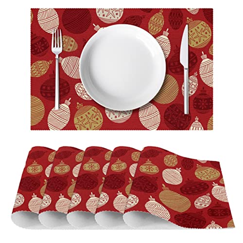 Sets de table boule de Noël anti-tache et thermorésistants pour nappe propre