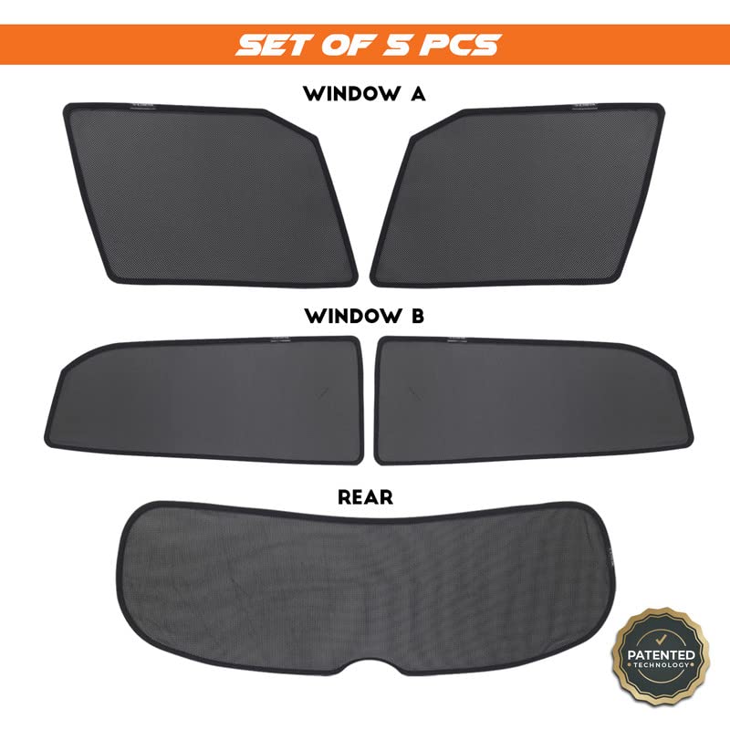 Image of Hyundai Creta Magnetic Sun Shades /Curtains - Set of 5pcs Suitable for Creta 2020 Onwards