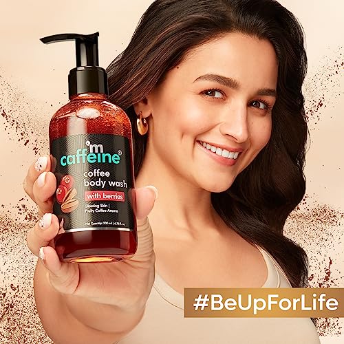 mCaffeine Coffee Body Wash & Bath Glove Combo for Exfoliation & Tan Removal | Energizing Berry Fragrance Shower Gel & Loofah Glove Combo For All... - Image 4