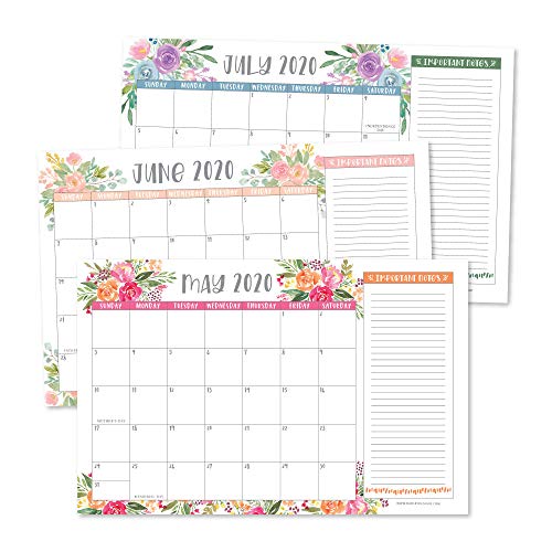 Floral 2020 Large Monthly Desk or Wall Calendar Planner, Big Giant Planning Blotter