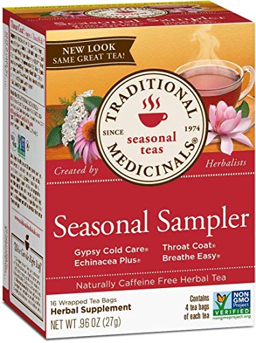 Traditional Medicinals Organic Seasonal Tea Sampler Variety Pack, 16 Tea Bags (Pack of 3)