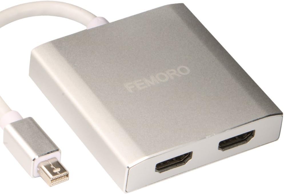 Mini DisplayPort to 2 HDMI MST Hub (Windows PCs Only), FEMORO mDP 1.2 to Dual HDMI Splitter Adapter for Surface Pro 3/4