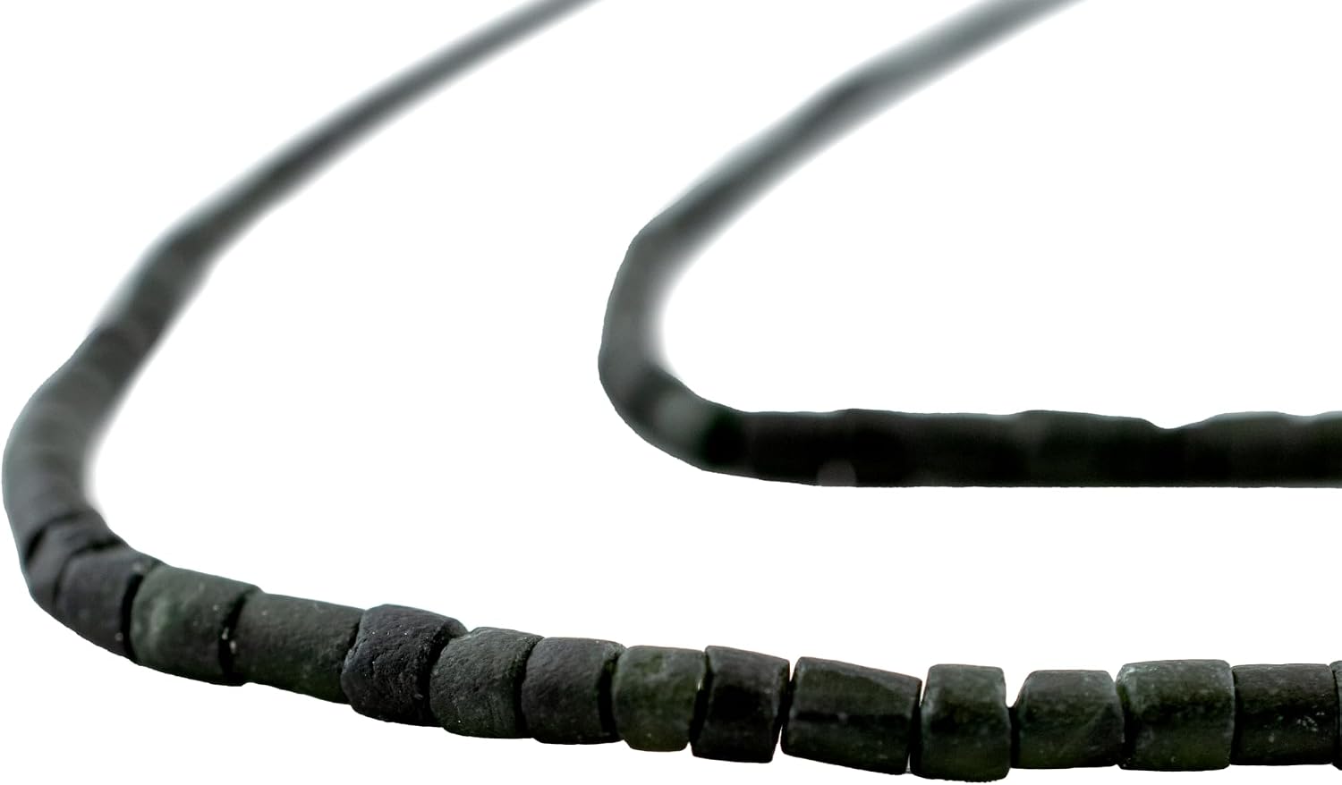 The Bead Chest Black Jade Cylinder Beads 2x4mm Afghanistan Gemstone 15 Inch Strand
