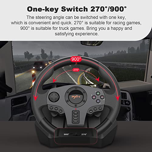 Racing Steering Wheel for PC - PXN-V900 270°/900° Rotation Gaming Steering Wheel with Pedals - Image 3