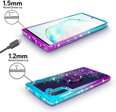 Silverback for Galaxy Note 10 Case, Moving Liquid Holographic Sparkle Glitter Case with Kickstand, Bling Diamond Rhinestone Ring Slim Girls Women Cover for Samsung Galaxy Note 10 - Purple - Image 4