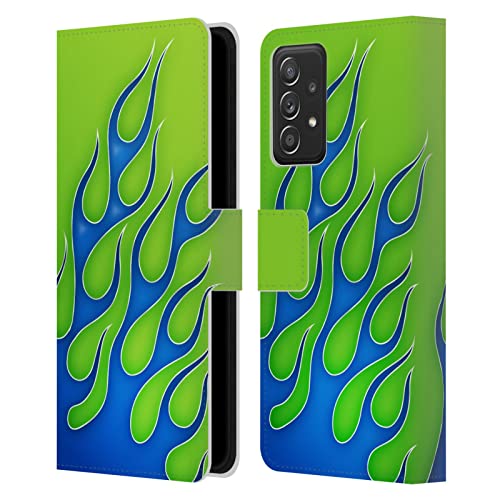 Étui portefeuille Galaxy A52 Head Case avec décals de flamme en cuir