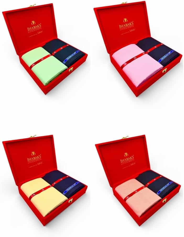 - Unstitched Cotton Blend Solid Shirt & Trouser Fabric - 2.25 m Shirt Cloth - 1.20 m Pant Piece (Pack of 4 Velvet)
