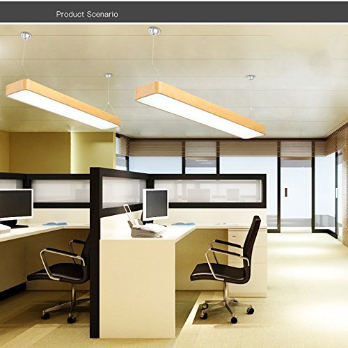 Luz interior de oficina LED moderna en aluminio color madera y 4000k para techo 4