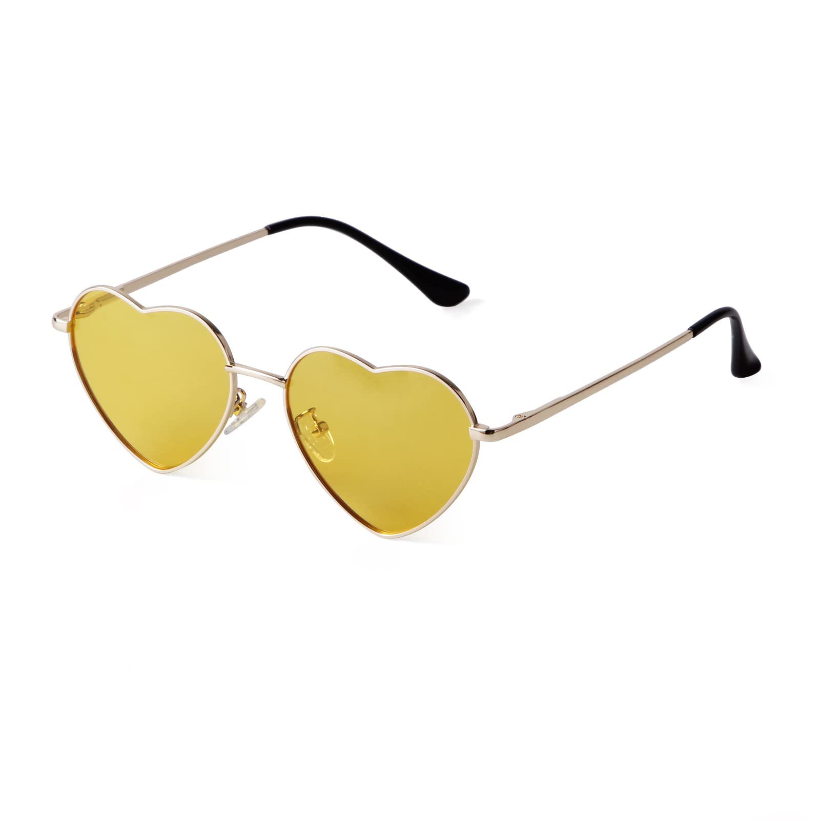Laurinny Retro Heart Sunglasses Polarized for Women Men Heart Shaped Glasses Metal Frame Spring Hinge