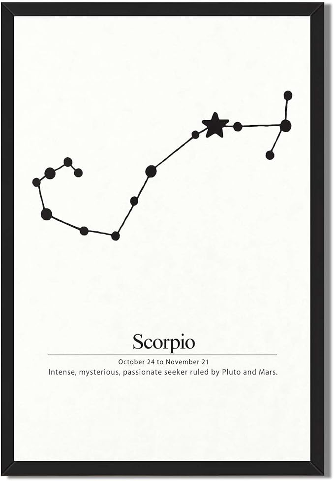 Framed Scorpio Constellation Poster Canvas Print Art, Minimalist Aesthetic Wall Art Painting, Trendy Exquisite Pictures, Wall Decor, Home Decor, Decoration for Living Room, Bedroom. (Blank Framed,8L