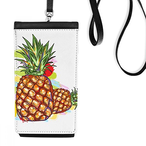 Porte-monnaie téléphone ananas noir en cuir PU - Idée cadeau originale
