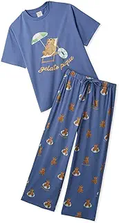 gelato pique(ジェラート ピケ) 【ONLINE限定】【接触冷感】サマーベア柄ワンポイントTシャツ&ロングパンツセットPWCT262357レディース
