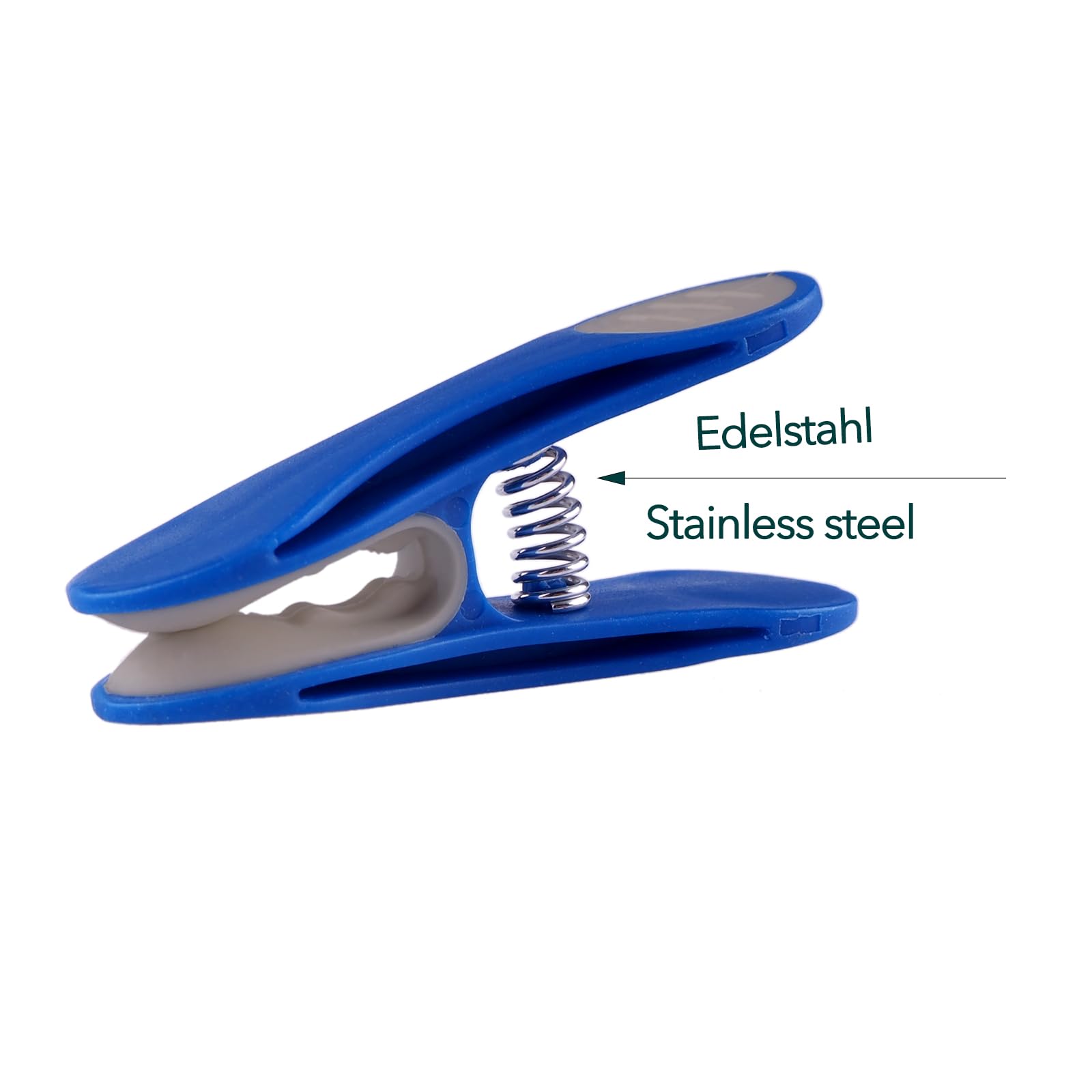 24 Clothes Pegs Laundry Clips with Spiral Springs Made of Stainless Steel Soft Grip Soft Grip Soft Touch Blue Grey - Image 3