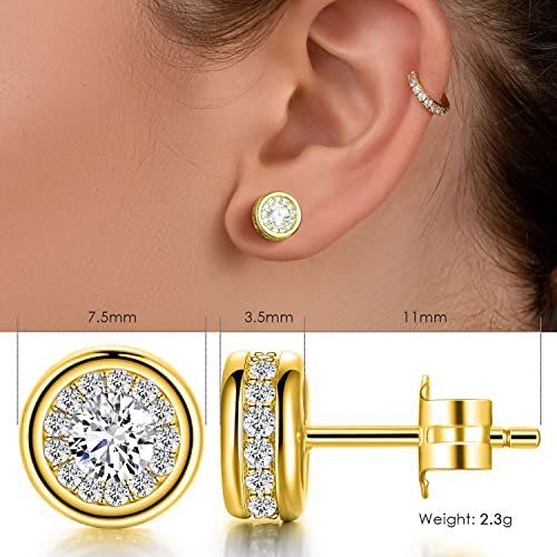 18K Gold Stud Earrings for Women, 18K Rose Gold Stud Earrings with Cubic Zirconia Diamonds, Jewelry Gift for Mom, Wife, Daughter, Friend on Birthday, Anniversary, Valentine's Day, Mother's Day2