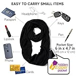 elzama Infinity Loop Solid Color Scarf With Hidden Zipper Pocket For Women - Lightweight Travel Neck Wrap - Image 2