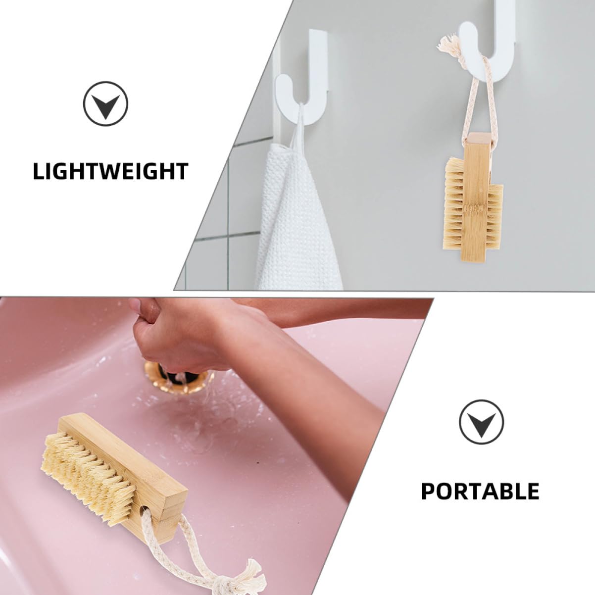 4pcs Portable Bamboo Nail Brush Gentle Nail Cleaning Tool for Fingernails and Toenails Compact and Lightweight Scrubbing Brushes for Manicure and Pedicure Care
