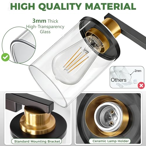 Image of DORESshop Bathroom Light Fixtures Over Mirror, Black and Gold Vanity Lights
