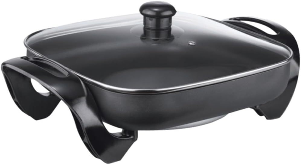 Sartén Eléctrico Antiadherente 1300W con Tapa de Vidrio