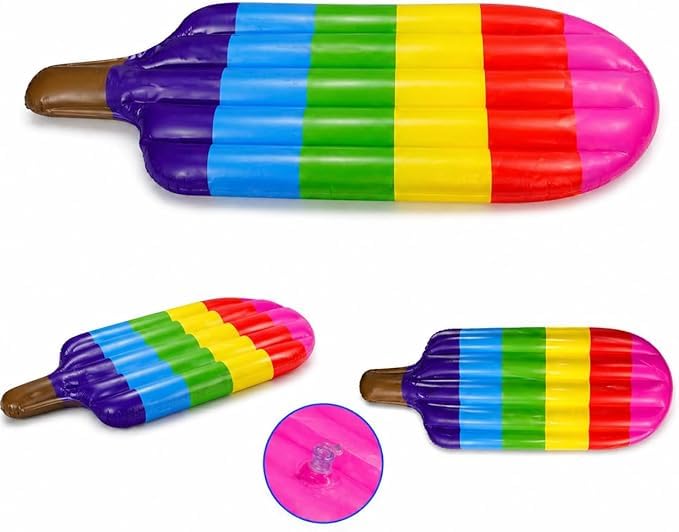 Indigo® Rainbow Ice Lolly/Popsicle Inflatable Pool Float Lilo 180x66cm, 2
