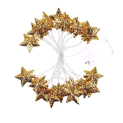 Preisvergleich Produktbild kingko® Lichterkette Sterne,Lichterkette Innen Lichterkette Batteriebetrieben Sterne, Lichterkette für Zimmer LED Kinderzimmer Weihnachtslichterkette Hochzeit Xmas Party Decor (1.5m 10led)