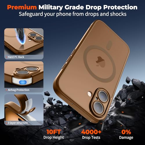 SUPFINE Magnetic for iPhone 16 Case with Camera Control Button,[Full Camera Protection][1+Tempered Glass Screen Protector] Slim Translucent Matte Shockproof Phone Cover,Brown by SUPFINE - Used condition - Image 5