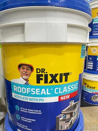 Image of DrFixit Roofseal Classic New 20 Litre - Terracotta Color Waterproof Roof Coating with Nanofiber Technology, Surface Temperature Reduction up to 10, 450-500 Microns Thickness