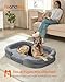 Feandrea Hundebett, Hundekissen, für extra große Hunde, 122 x 85 x 20 cm, orthopädisch, wasserdichte Innenschicht, erhöhte Ränder, Abnehmbarer, waschbarer Bezug, rutschfest, hellgrau PGW284G01