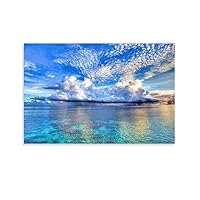 Amazon.co.jp: 青空 きれい 白い雲 風景写真 海 風景写真 夕日