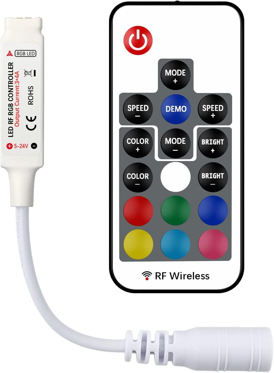 Supertech Led Lighting (Nw) Ltd Supertech Rgb Led Controller 5V-24V With 17-Key Rf Wireless Remote Controlor + Receiver For 5050,3528 Led Strip Lights