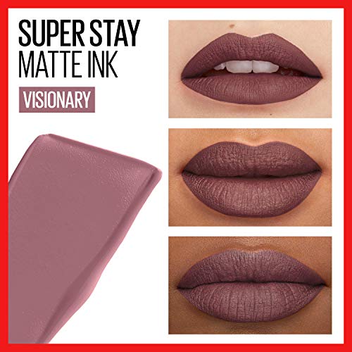 Maybelline Super Stay Matte Ink Liquid Lipstick Makeup, Long Lasting High Impact Color, Up To 16H Wear, Visionary, Taupe Purple, 1 Count #TOP1
