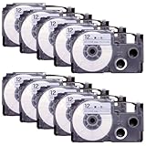 業務用 プリンタス カシオ用 ネームランド 互換 テープカートリッジ 12mm 白テープ 黒文字 XR-12WE 10個セット 法人 建築 医療 土木 事務