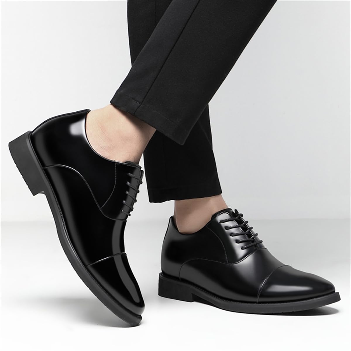 VIBLiSS Scarpe da Uomo con Rialzo in Pelle, Scarpe Stringate Che Aumentano L'altezza per Matrimoni Aziendali Maschili