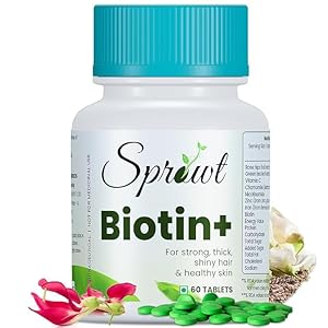 Biotin + Tablet | Supplement for Strong Thick Hair & Glowing Skin | Improve The Energy Level | with Vitamin C, Green Tea, Rosehip Extracts | Men & Women | 60 Biotin Veg Tablets