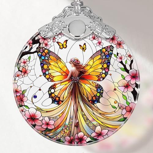 Butterfly Fairy Christmas Ornament - Stained Glass, Tree Decor, Gift Exchange Idea