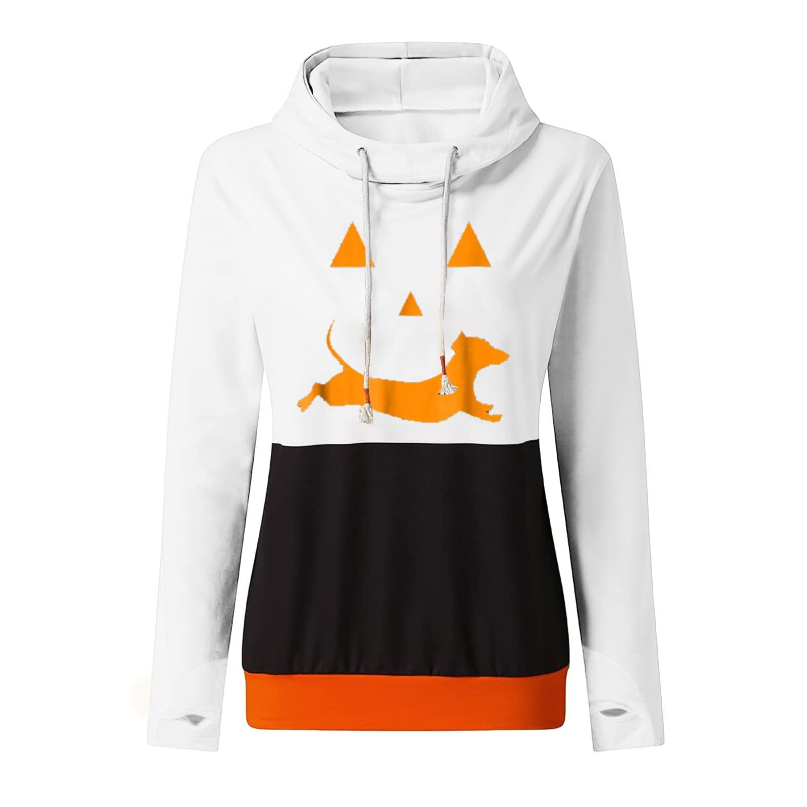 Womens Thumb Hole Hand Piston Christmas Jumper Hoodie Crew Neck