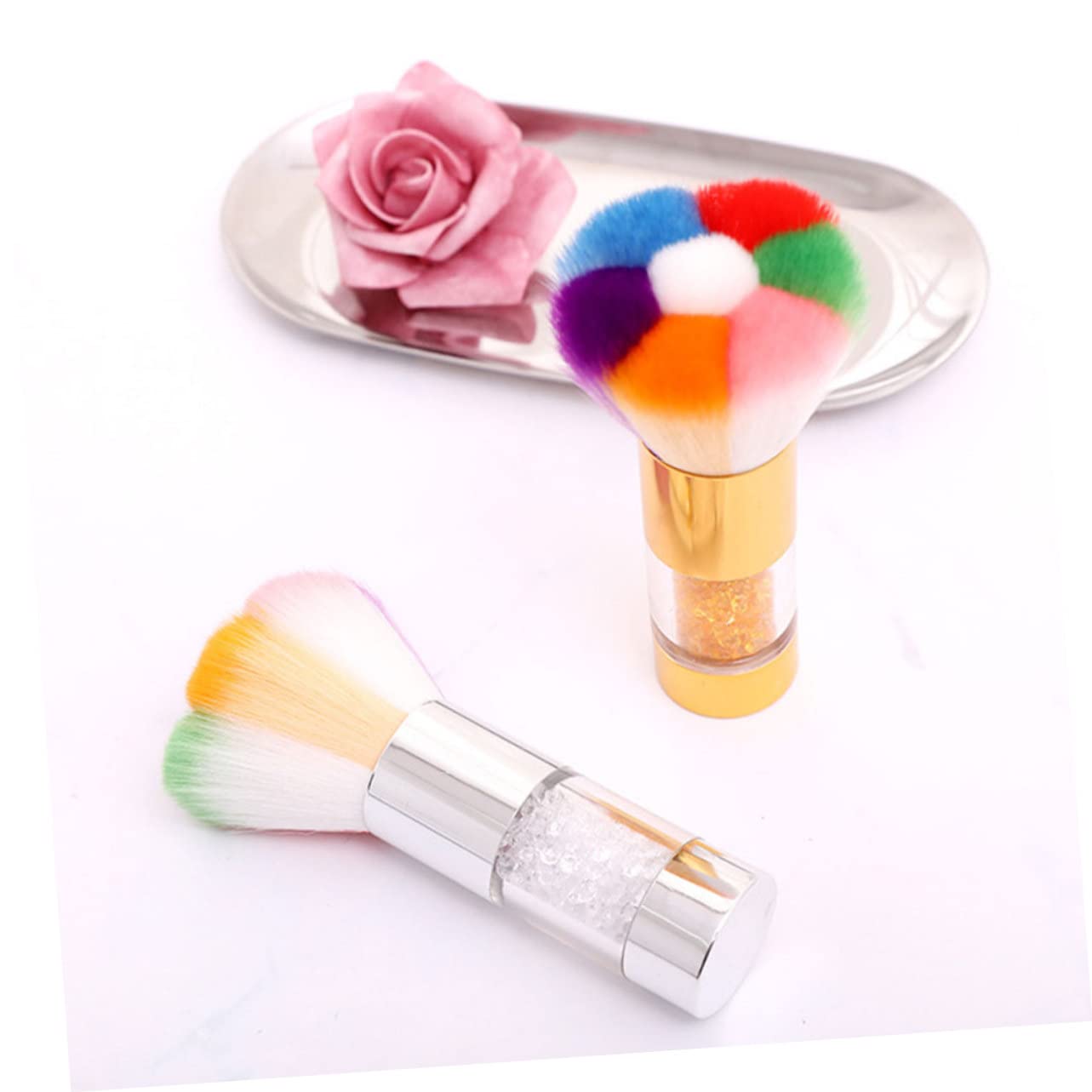 WOFASHPURET Womens Makeup Brushes Set 2pcs Blush Stippling Brush Handle for Daily and Use