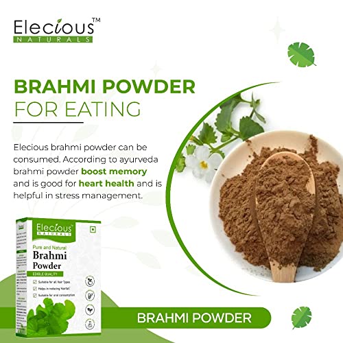 Image of Elecious 100% Brahmi powder for Hair growth (100 grams) and Eating | 100% Natural, No preservative | Helps in reducing Hairfall, boost hair growth