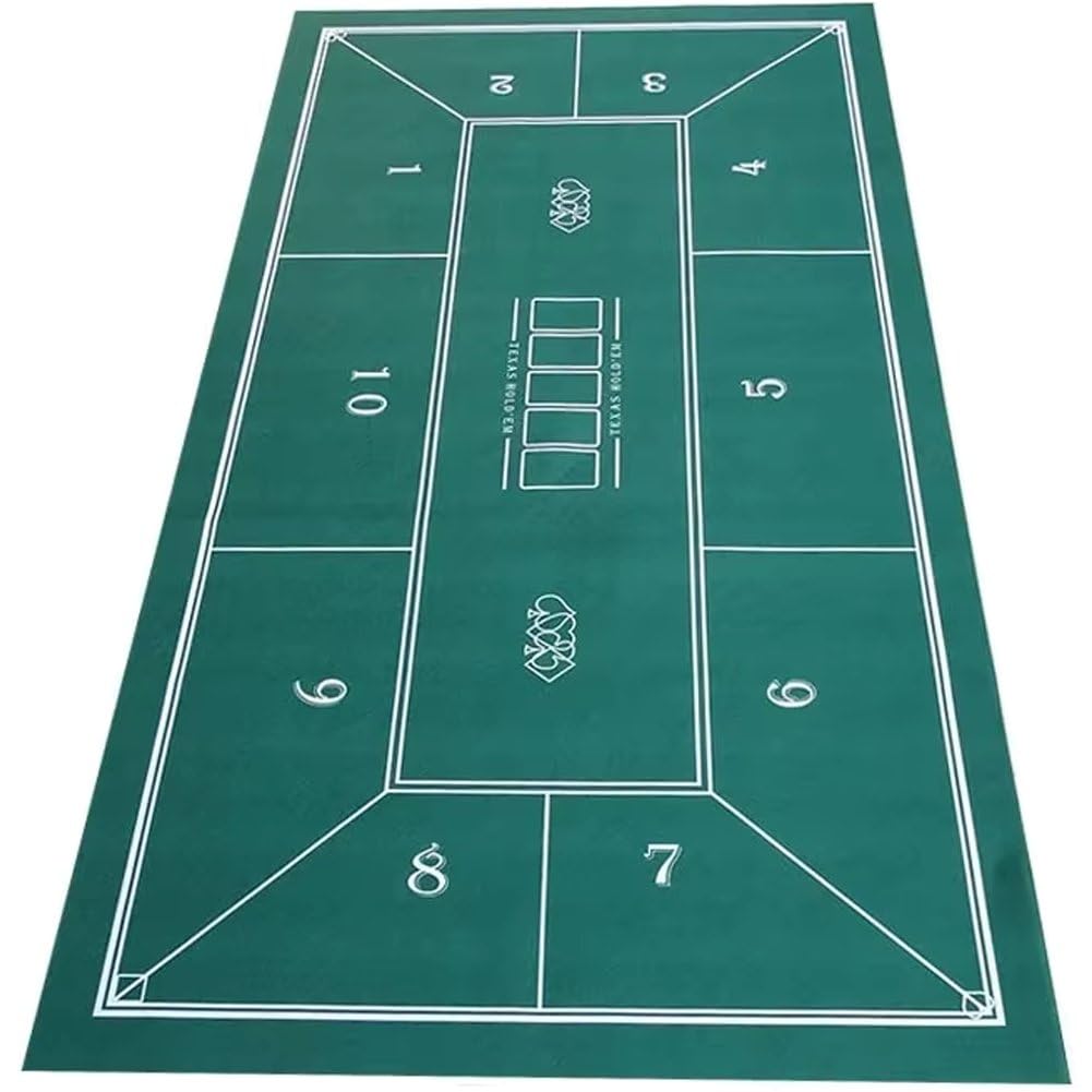 Sslvya Poker Mat for 10 Players, Texas Hold’em Poker Table Mat, Professional Blackjack Table Top Table Topper for Texas Holdem, Home Casino Game Nights