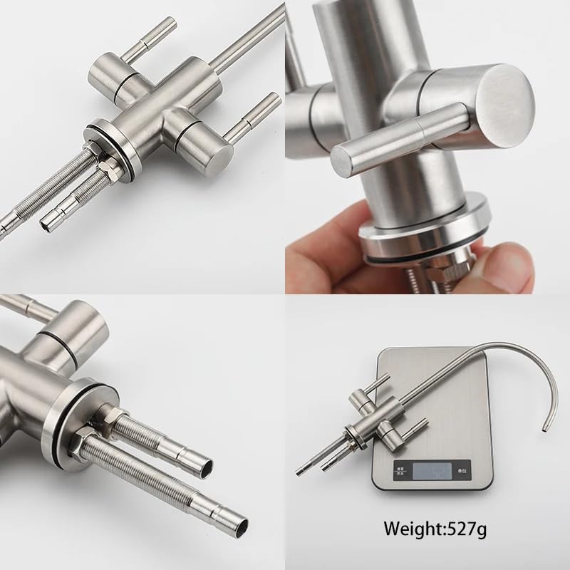 Image of B BACKLINE Stainless Steel 304 Grade 2 in 1 Ro Water Purifiers Tap /Faucet | Double Water Inlet Tap, Filter Water Tap & Kitchen Normal Water Tap | 360 Rotatable Ro Drinking Water Filter (Brushed)
