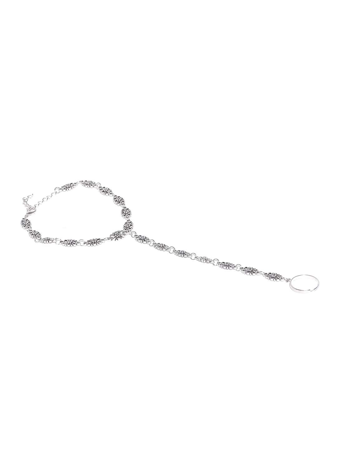 oomph Jewellery Oxidised Silver Floral Fashion Toe Ring Anklet For Women & Girls Stylish Latest (AJD8_AOR1)-picture-10