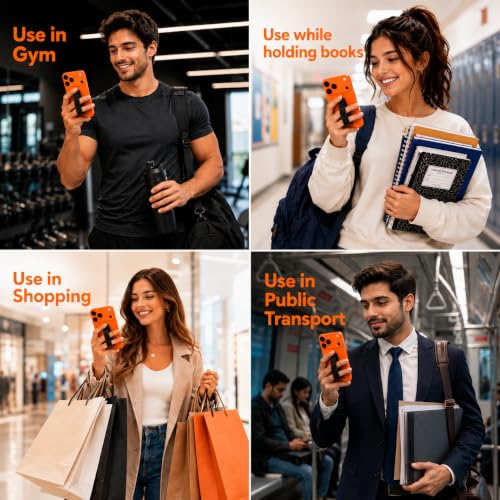 Image of Mizi 3Pack Universal Phone Grip Strap for Smartphones & Mini Tablets, Thin Elastic Finger Holder with Strong 3M Adhesive, Pocket-Friendly Phone Hand Grip for Secure One-Handed Use - Black