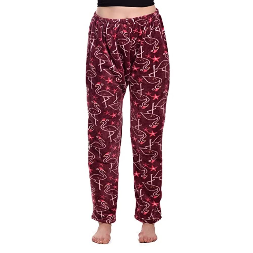 Women's Printed Woolen soft Fleece With two Side Pockets Pyjama/Lower (Reddish Brown) (XX-Large)-image-26