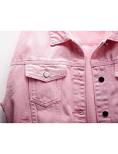 VIEWON Women's Casual Denim Cotton Button Down Long Sleeve Lapel Loose Jacket Coat4