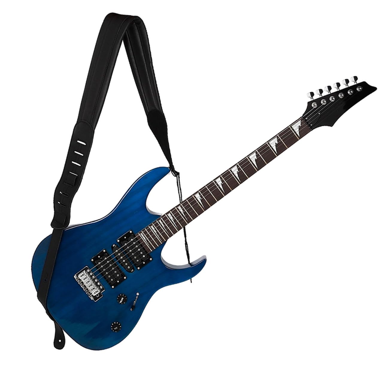 Correa de Guitarra Engrosada Negra Ajustable de Cuero y Algodón | 1 Pieza, Diseño de Descompresión, Uso Cómodo, Accesorio Guitarra, Estilo Moderno