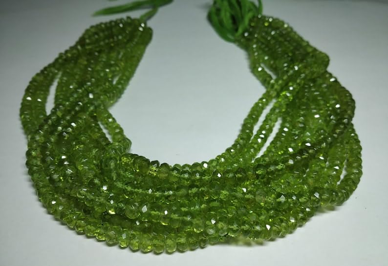 Péridot naturel de 5mm pour enfilage de collier et bracelet facetté