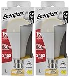 Energizer B22 Bayonet LED Bulb 150W, Warm White, 150 Watts Equivalent, 2700K-3000K 18W BC GLS, Light Bulbs, Energy Saving, 2452 Lumen, Non-Dimmable, Extra Bright, Pack of 2