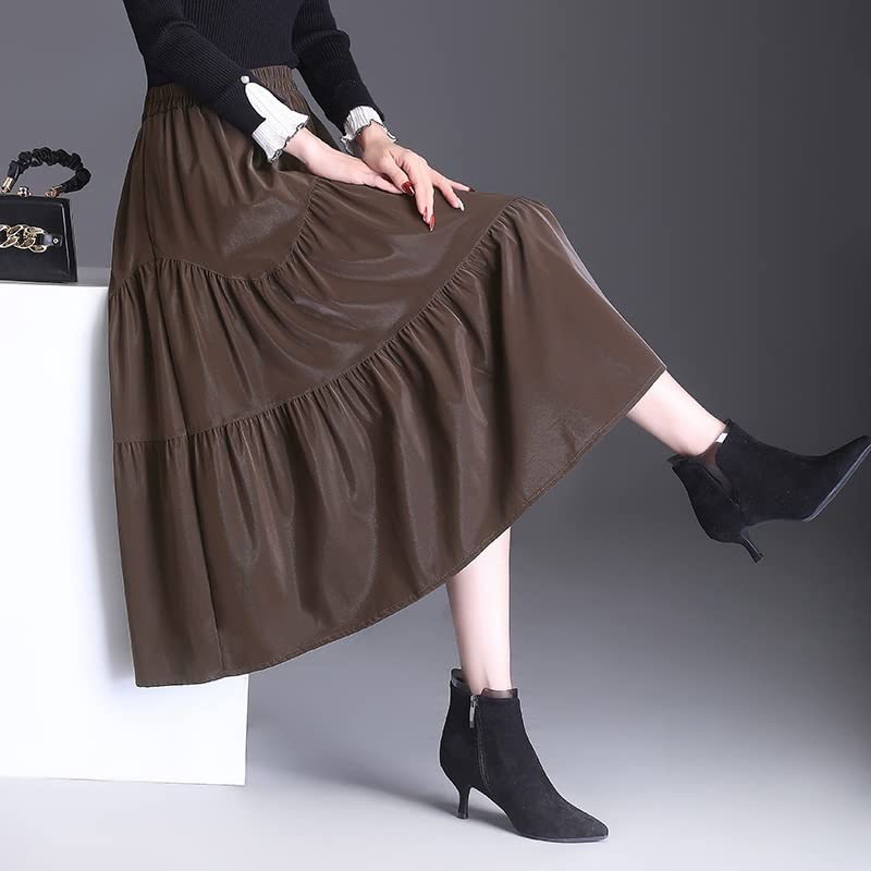 Amazon.co.jp: 女性 a ライン pu レザー スカート秋冬ハイ