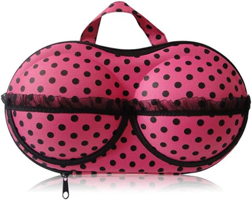 トラベル用収納バッグ レディース 12.6インチ ローズレッドドット &ndash; 通気性メッシュ設計 下着やブラの整理に最適 超軽量で旅行に