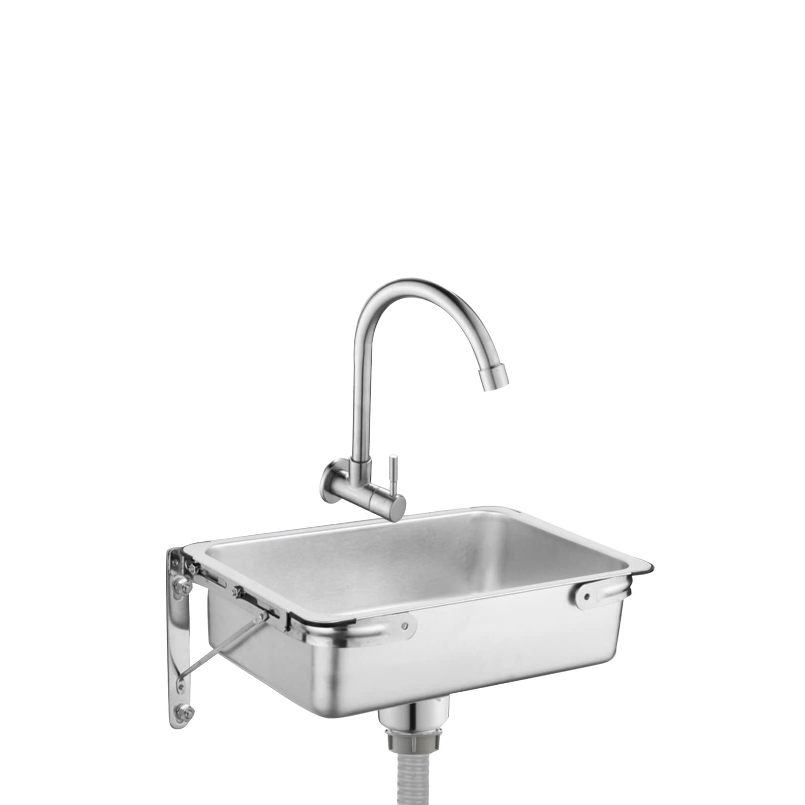 ZABBUS 1 Compartment，Wall-mounted Kitchen Stainless Steel Sink，Commercial Laundry Sink，Outdoor Garage Sink，Indoor Industrial Sink，Utility Washing Hand Basin (Size : 37.5 * 25(CM)+thickened)